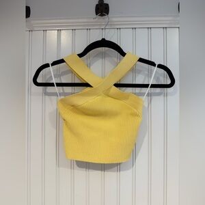 Babaton Sunny Yellow Cross-Back Tank Top